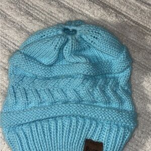 Blue Knit Womens Beanie